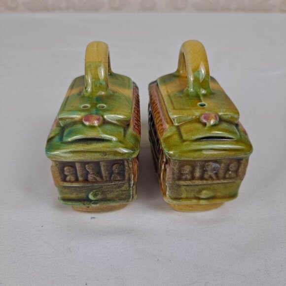 San Francisco Trolley Cars Salt & Pepper Shaker Set Ceramic Vintage - Picture 5 of 12